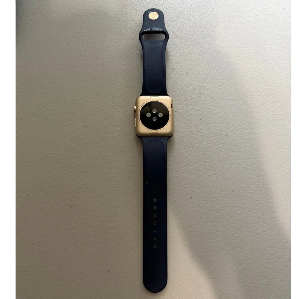 Untested‎ Apple Watch Series 1 42mm Gold Aluminum Case Blue Sport Band Smartwatc